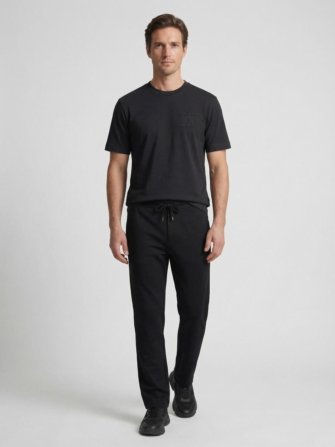 Siyah Pamuk Dokulu Regular Fit Tişört - 2