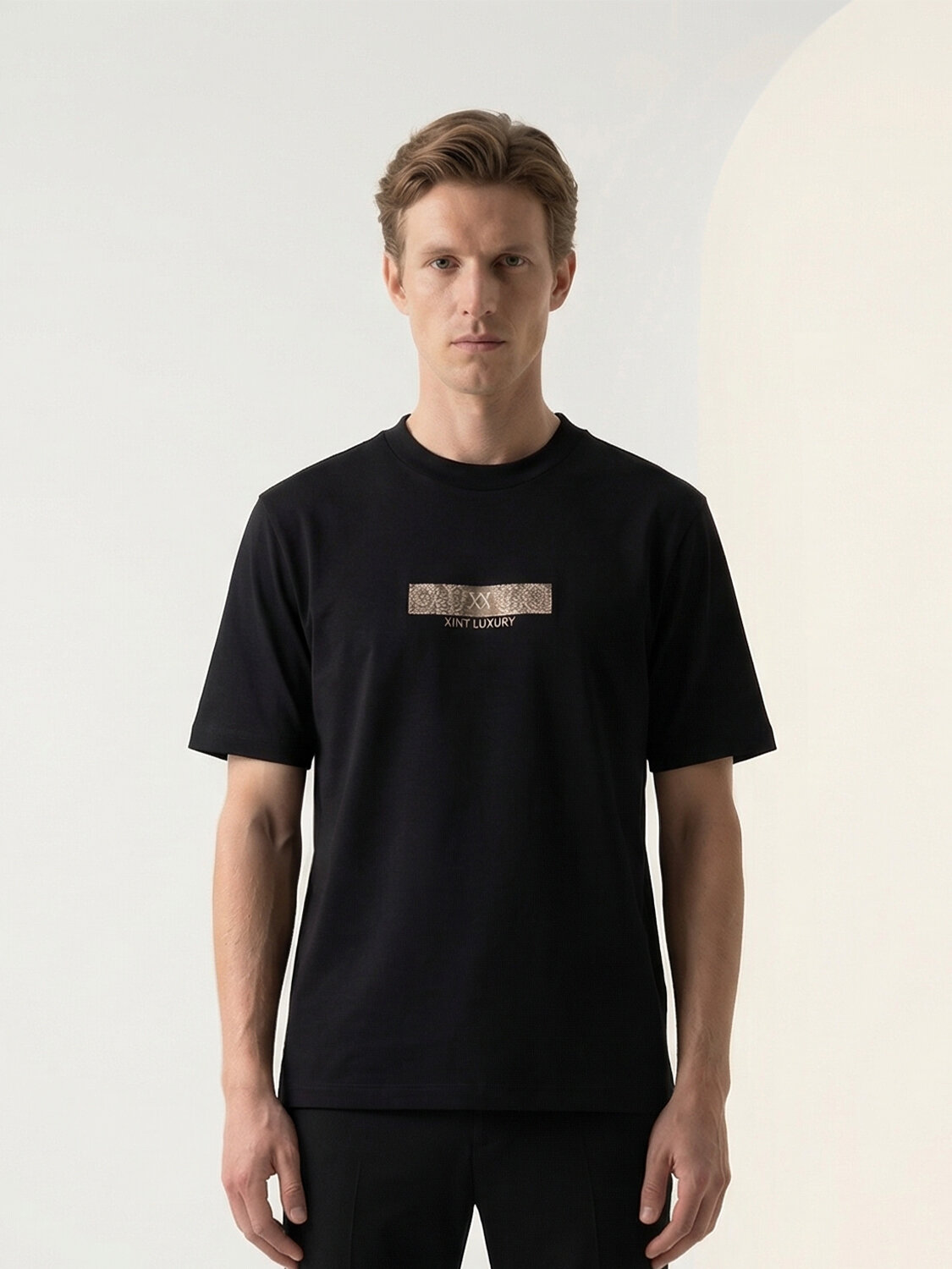 Siyah Pamuk Dokulu Regular Fit Tişört