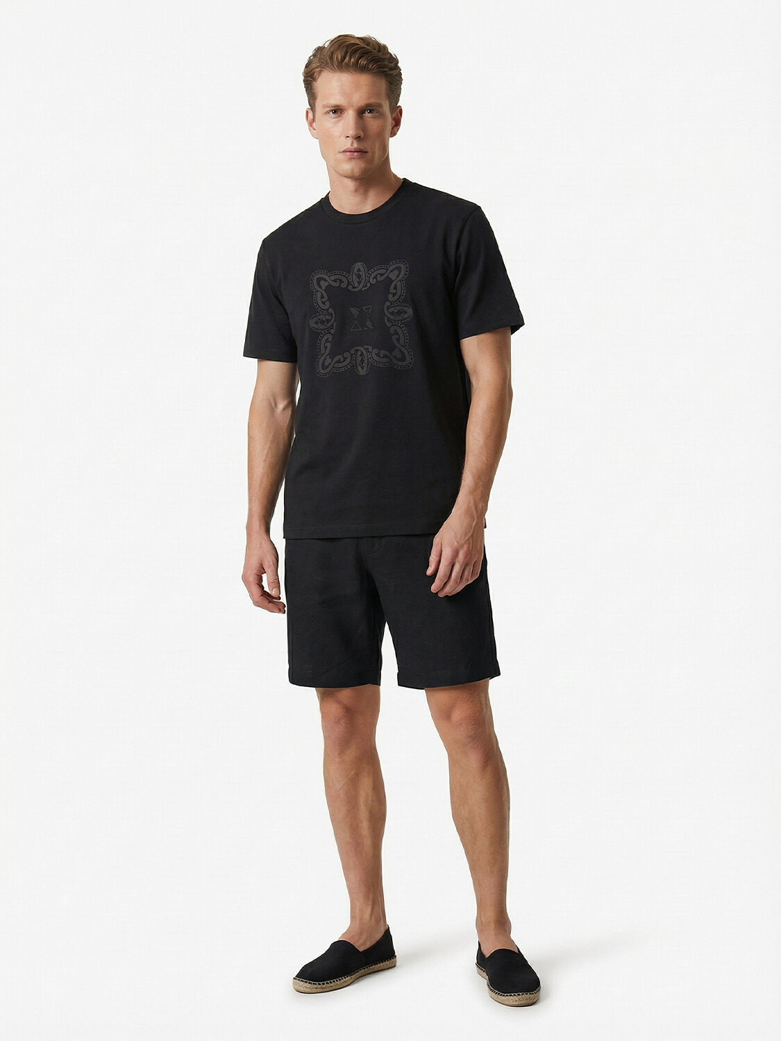 Siyah Pamuk Dokulu Regular Fit Tişört (1)