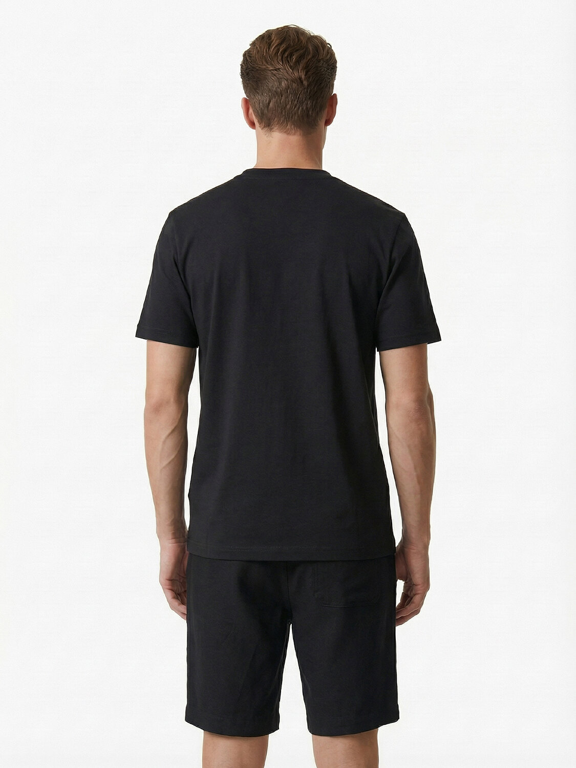 Siyah Pamuk Dokulu Regular Fit Tişört - 4