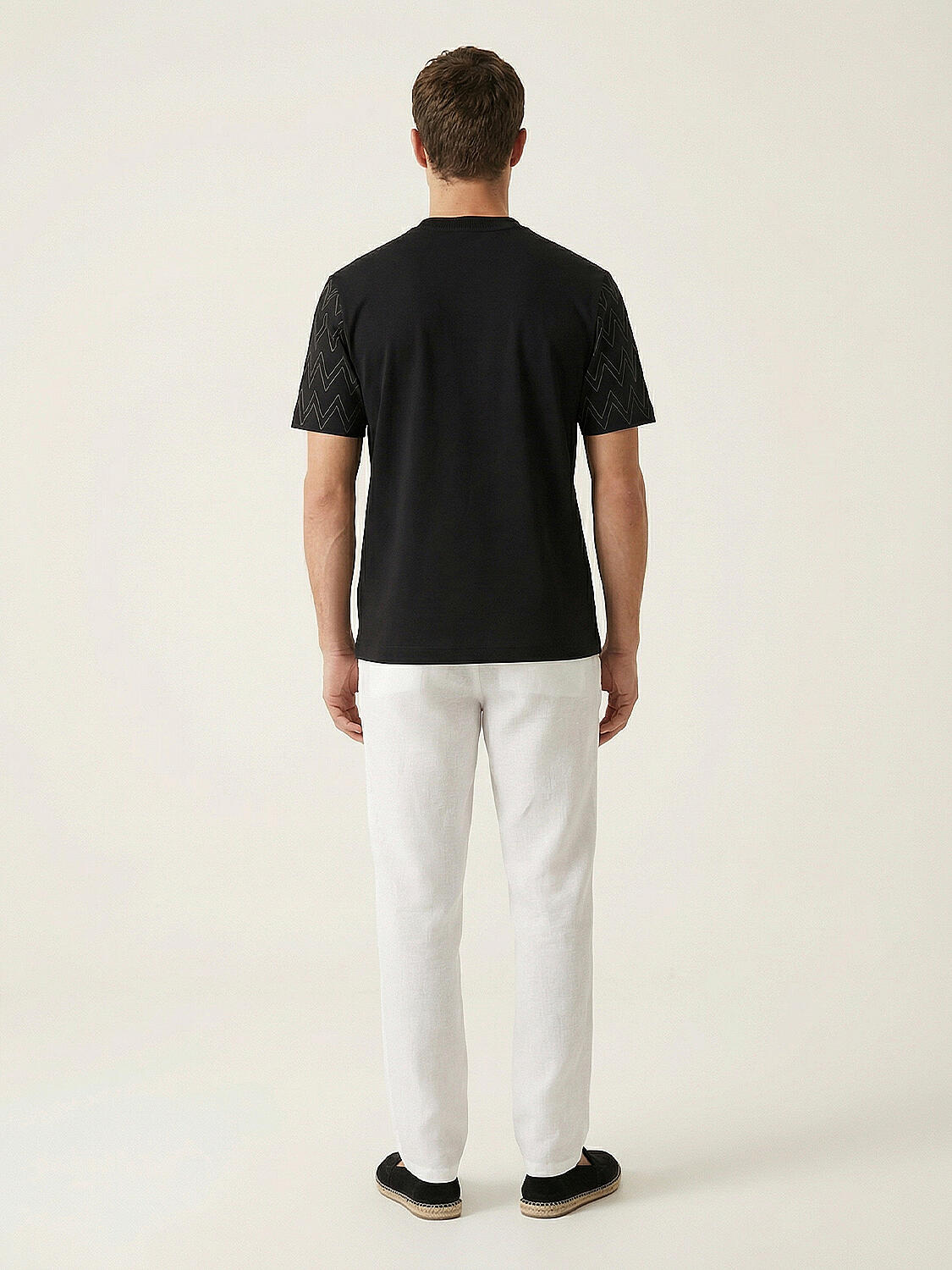 Siyah Pamuk Dokulu Regular Fit Tişört - 3