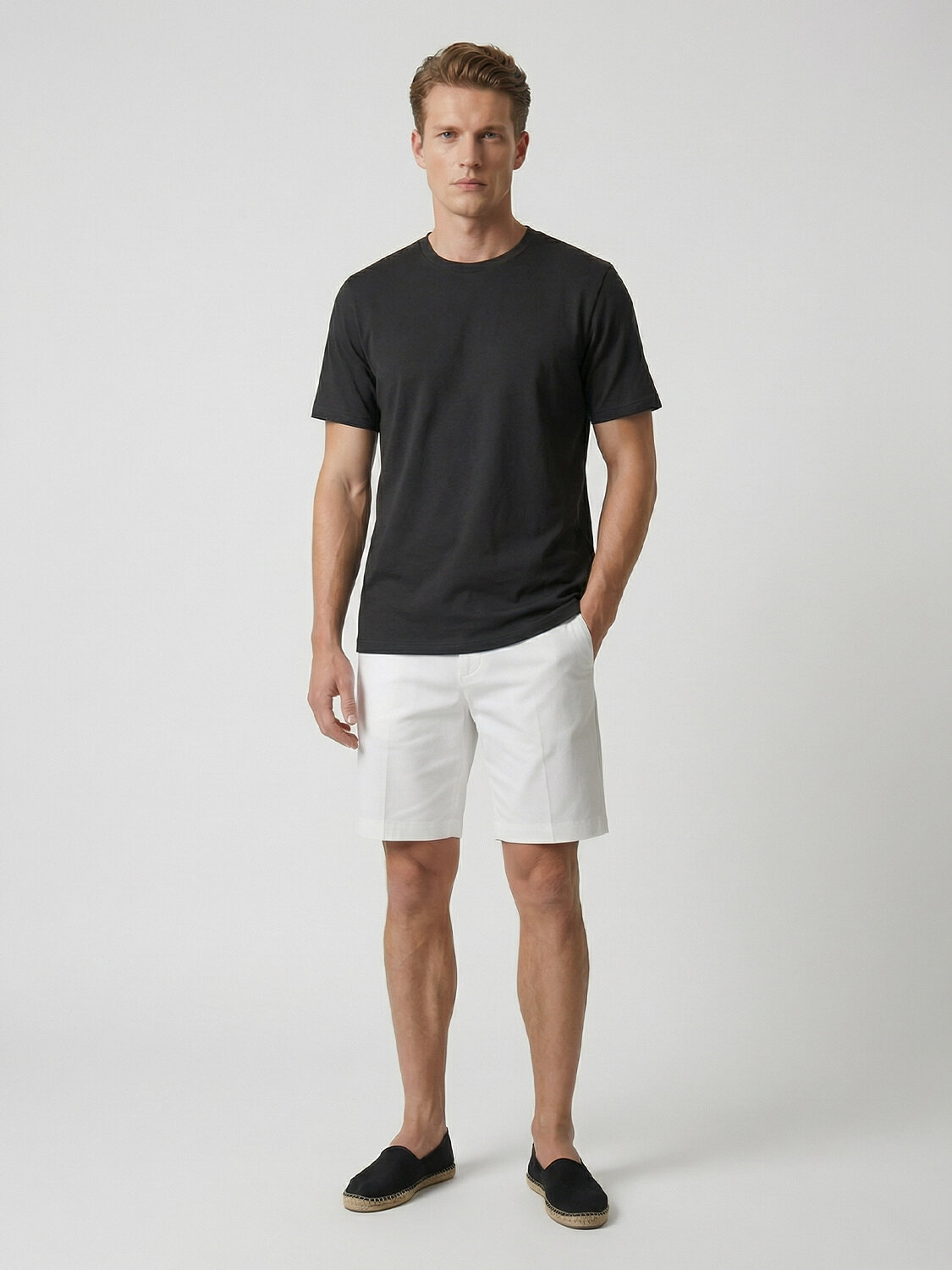 Siyah Pamuk Dokulu Slim Fit Tişört - 2