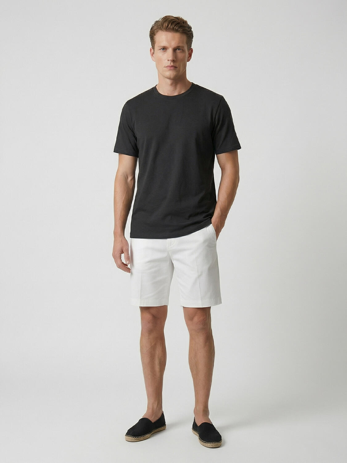 Siyah Pamuk Dokulu Slim Fit Tişört - 2