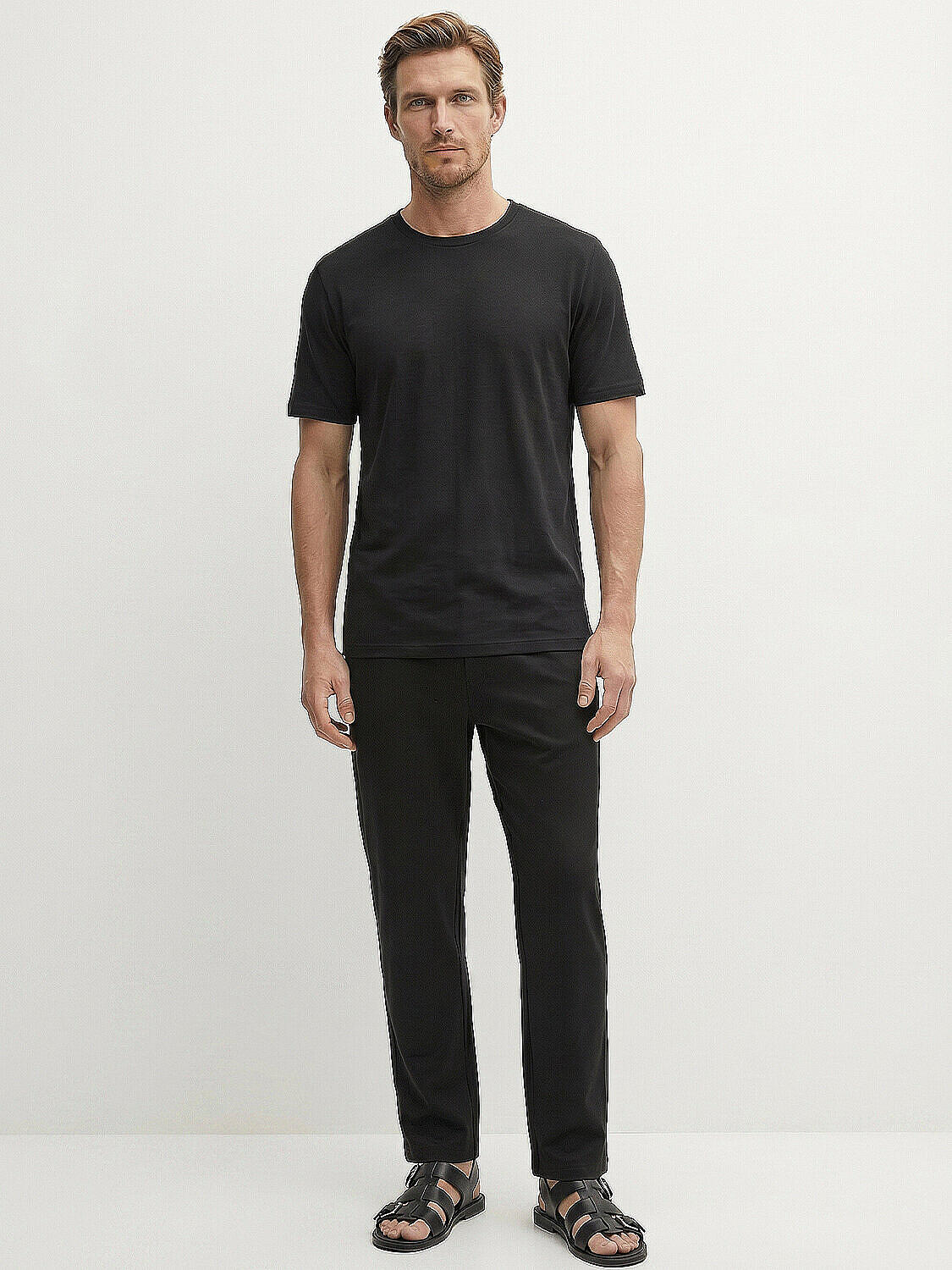 Siyah Pamuk Dokulu Slim Fit Tişört - 2