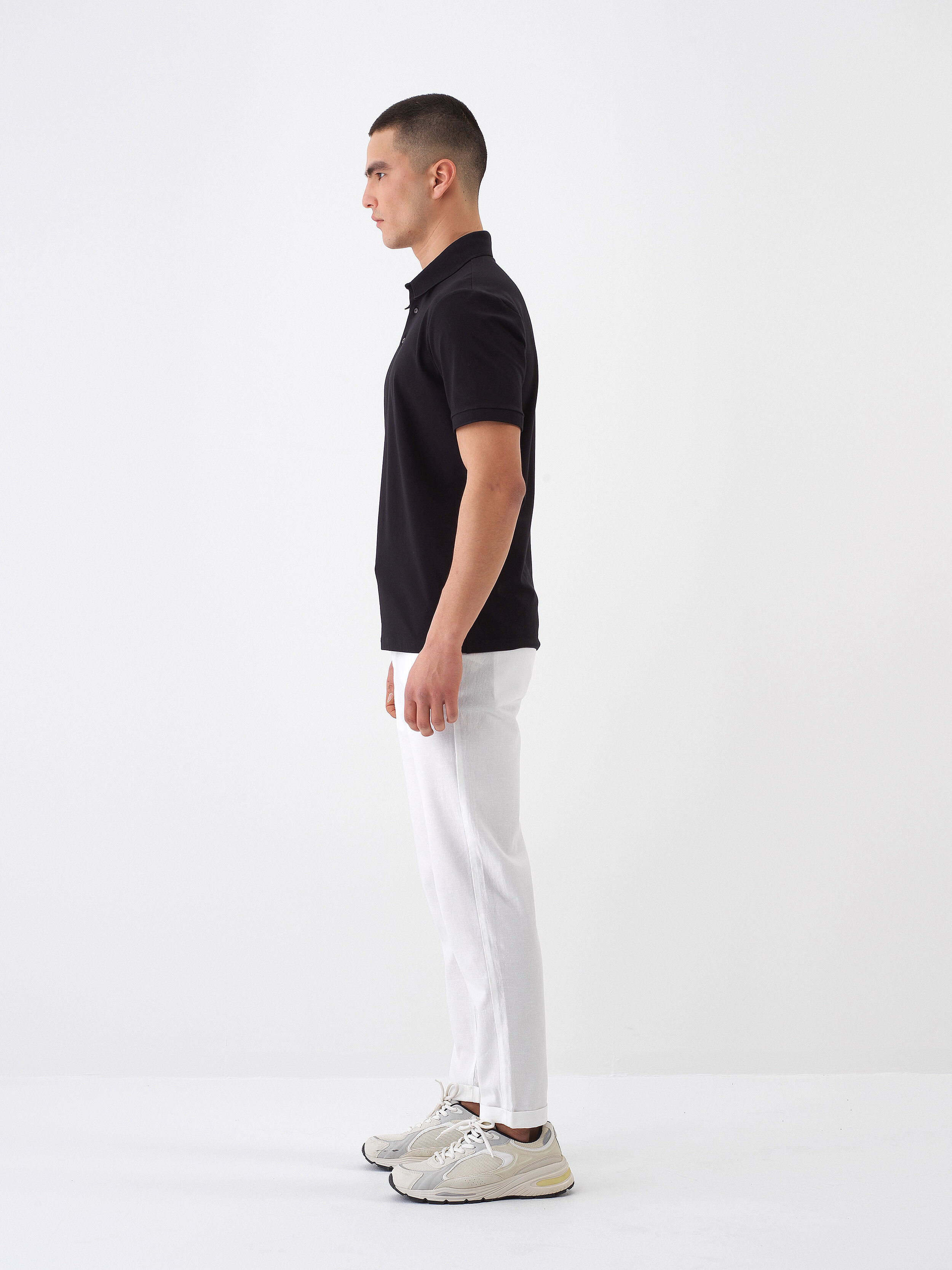 Siyah Pamuk Dokulu Slim Fit Tişört - 3