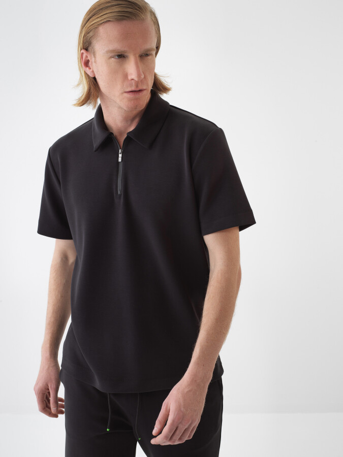 Siyah Modal Karışımlı Regular Fit Tişört