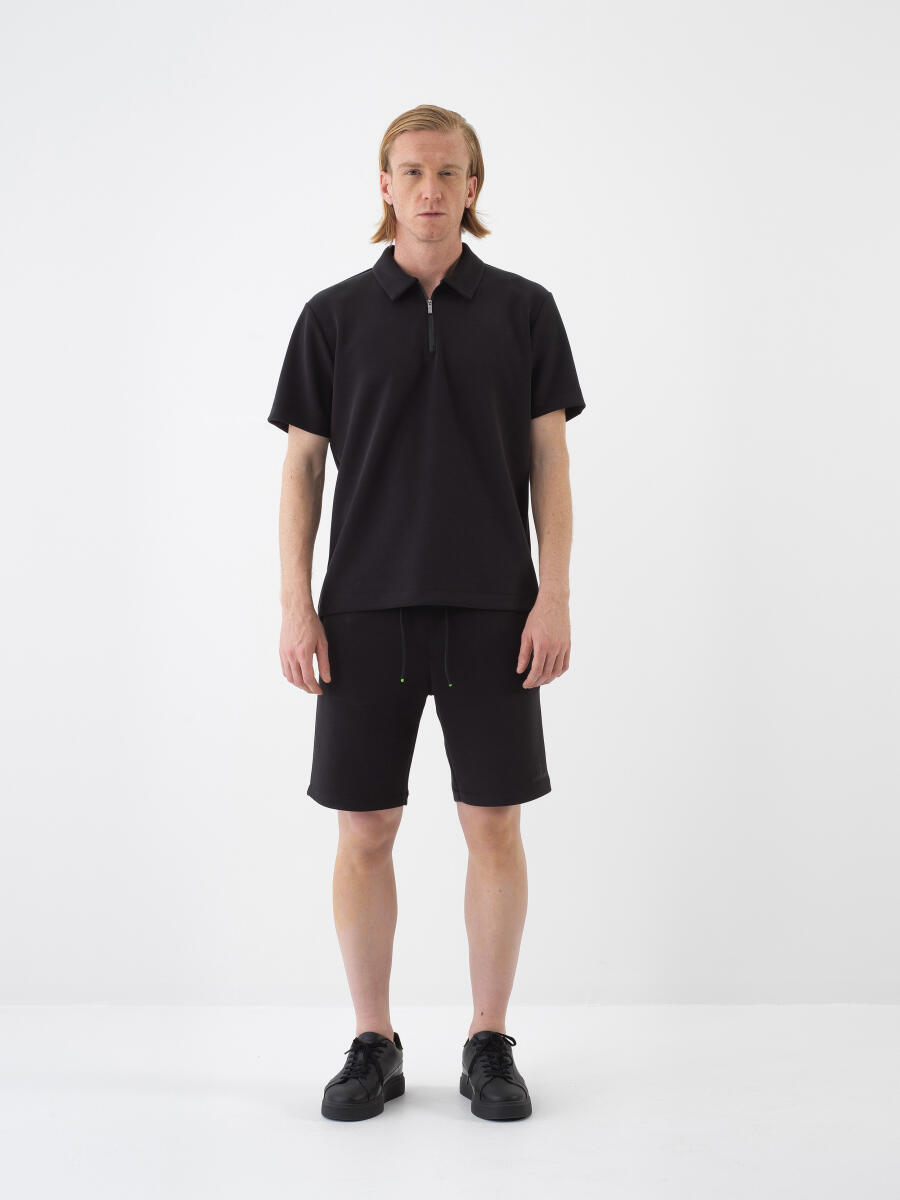 Siyah Modal Karışımlı Regular Fit Tişört - 1