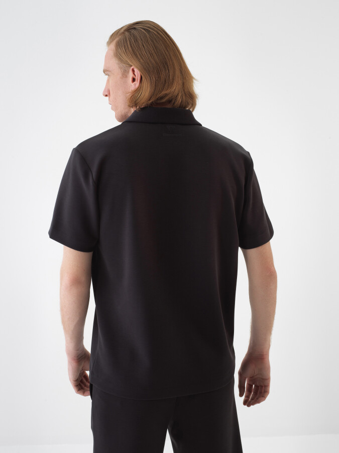 Siyah Modal Karışımlı Regular Fit Tişört (4)