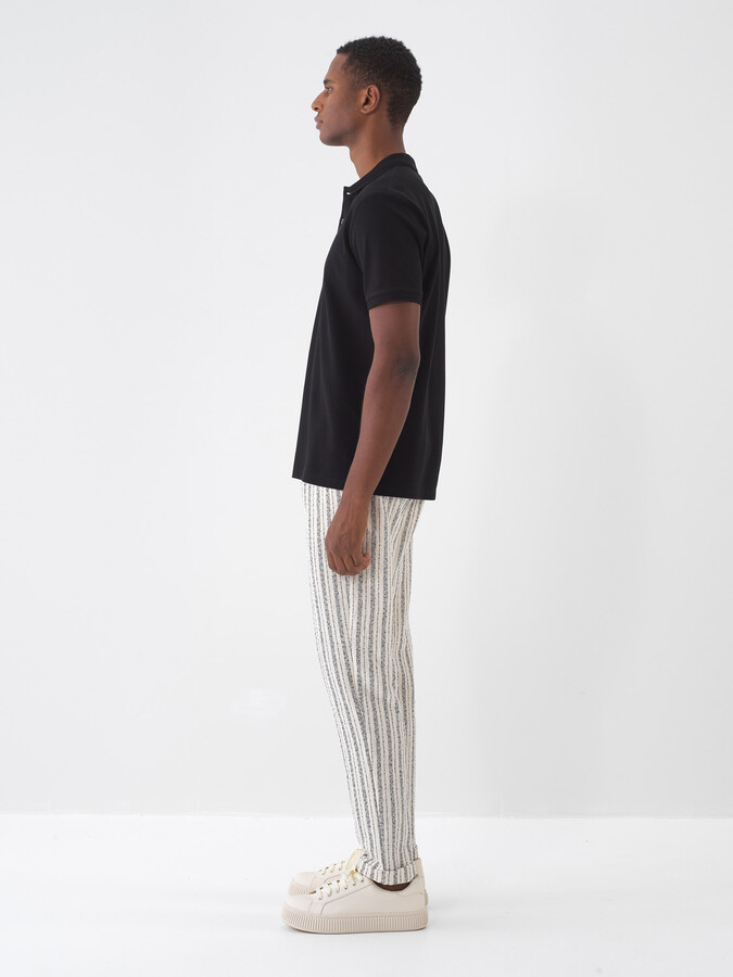 Siyah Pamuk Dokulu Regular Fit Tişört (4)