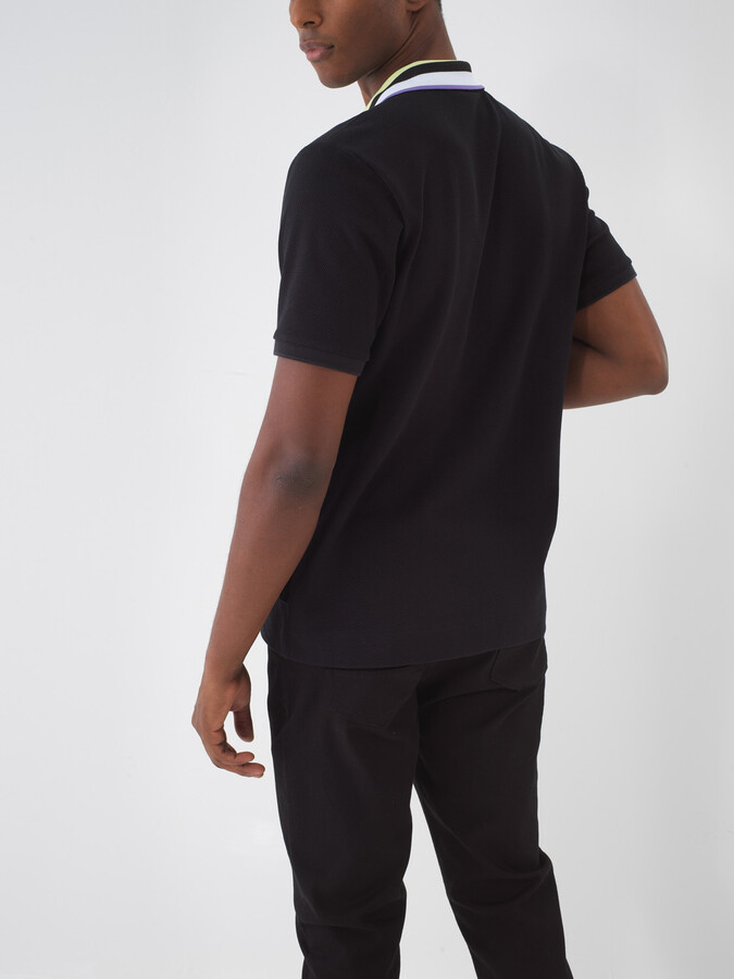 Siyah Pamuk Dokulu Regular Fit Tişört - 5