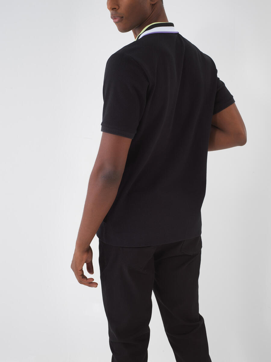Siyah Pamuk Dokulu Regular Fit Tişört - 5