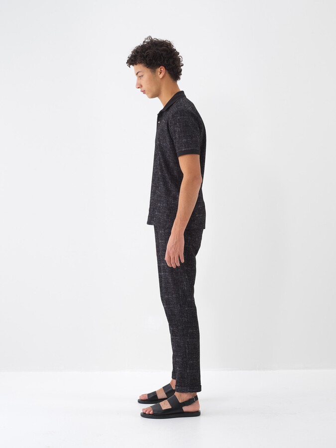 Siyah Pamuk Dokulu Regular Fit Tişört - 4