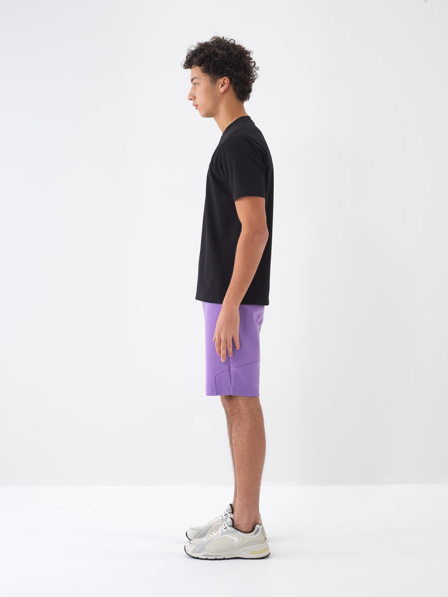 Siyah Pamuk Dokulu Regular Fit Tişört - 4
