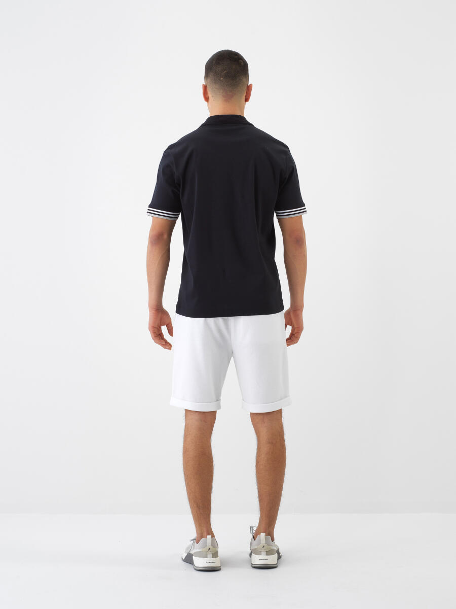 Siyah Pamuk Dokulu Regular Fit Tişört - 5