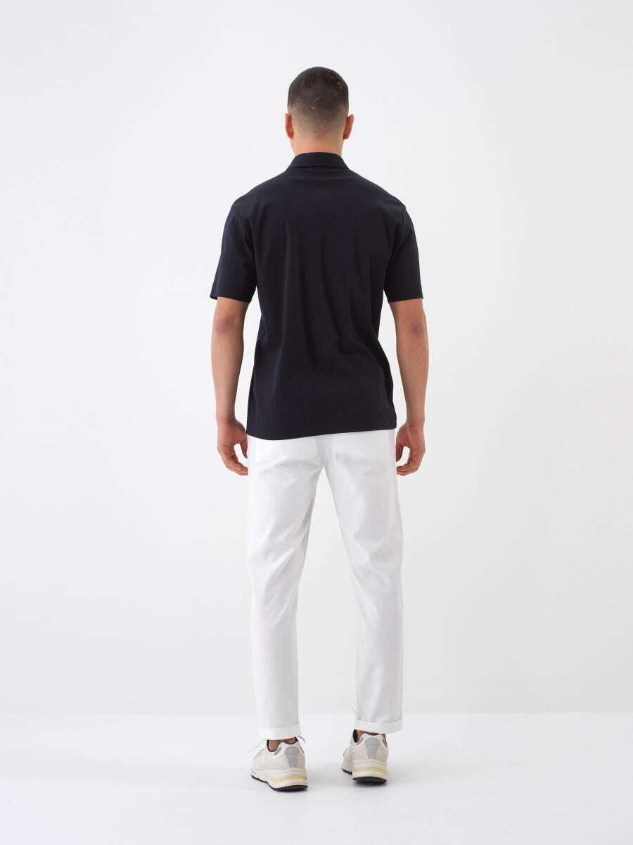 Siyah Pamuk Dokulu Regular Fit Tişört - 5