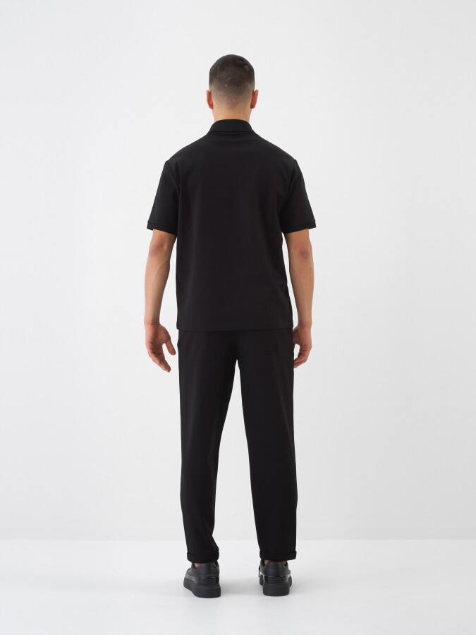 Siyah Doğal Dökümlü Regular Fit Tişört - 5