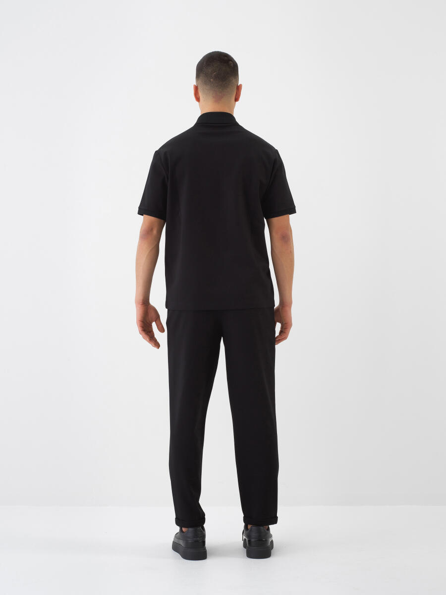 Siyah Doğal Dökümlü Regular Fit Tişört - 5