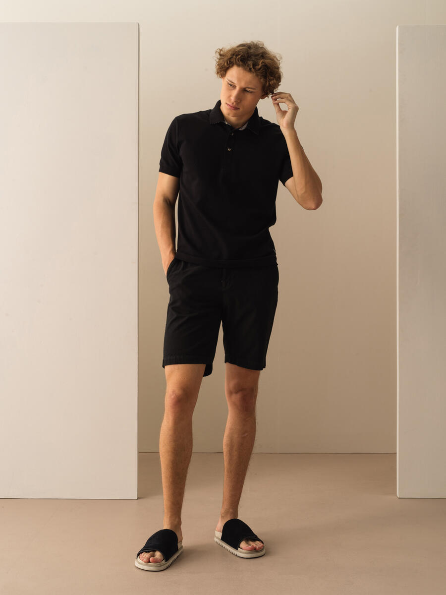Siyah Pamuk Dokulu Slim Fit Tişört - 2