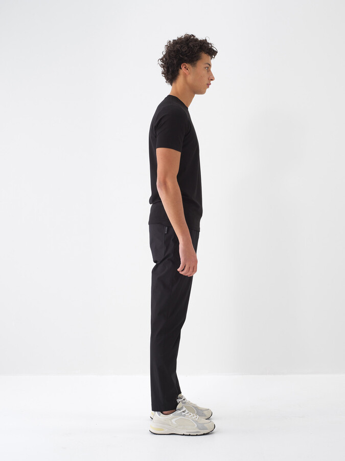 Siyah Pamuk Dokulu Slim Fit Tişört - 3