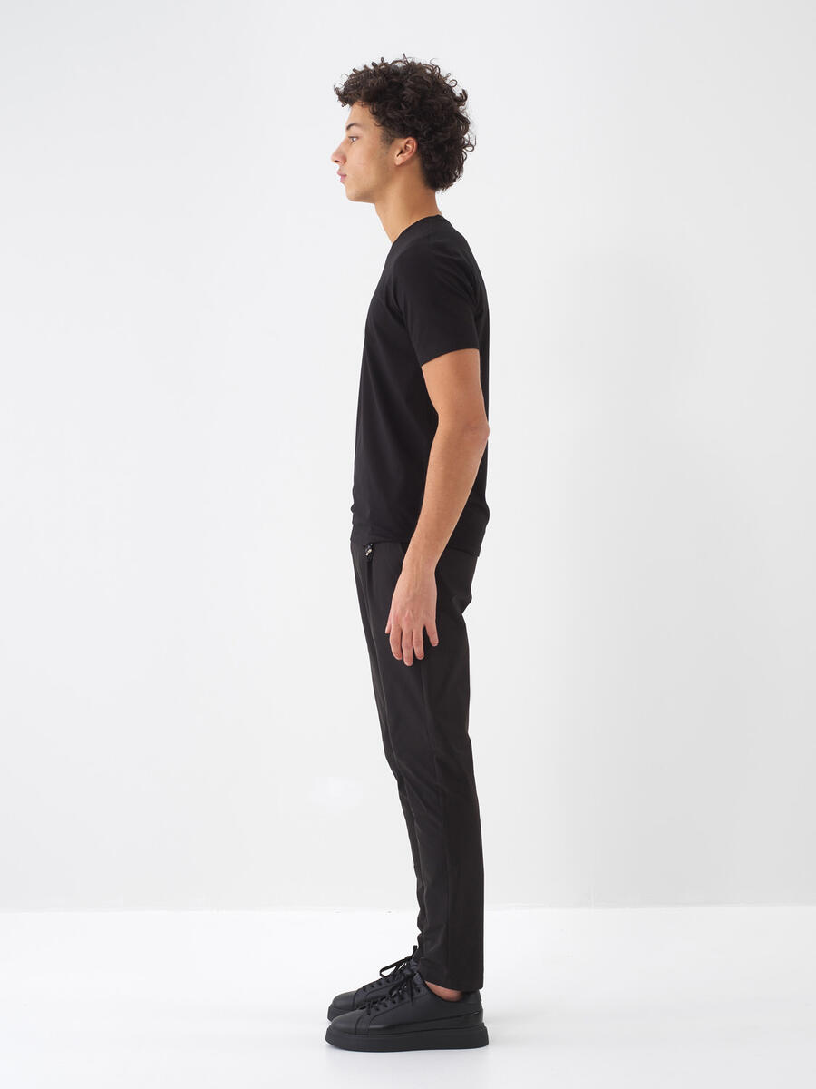 Siyah Pamuk Dokulu Slim Fit Tişört - 4