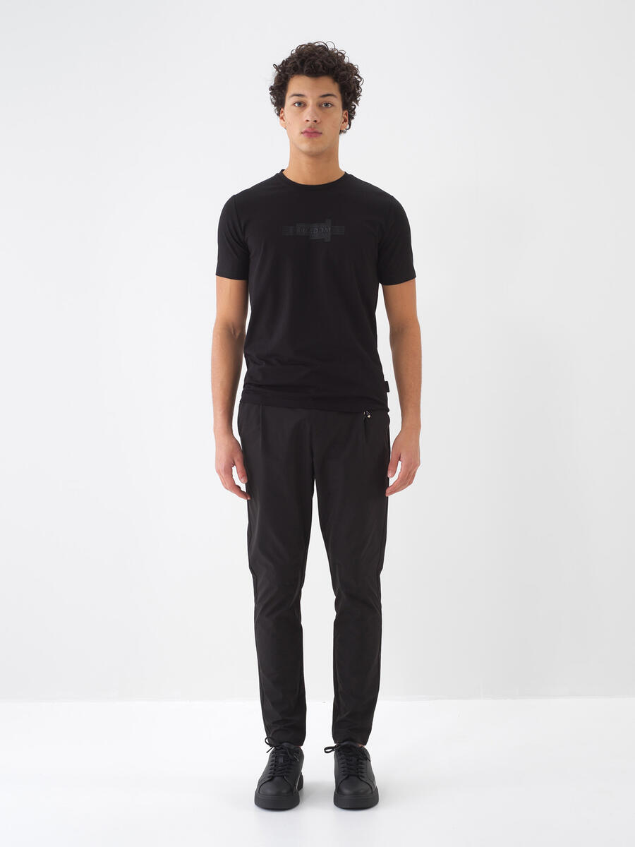Siyah Pamuk Dokulu Slim Fit Tişört - 2