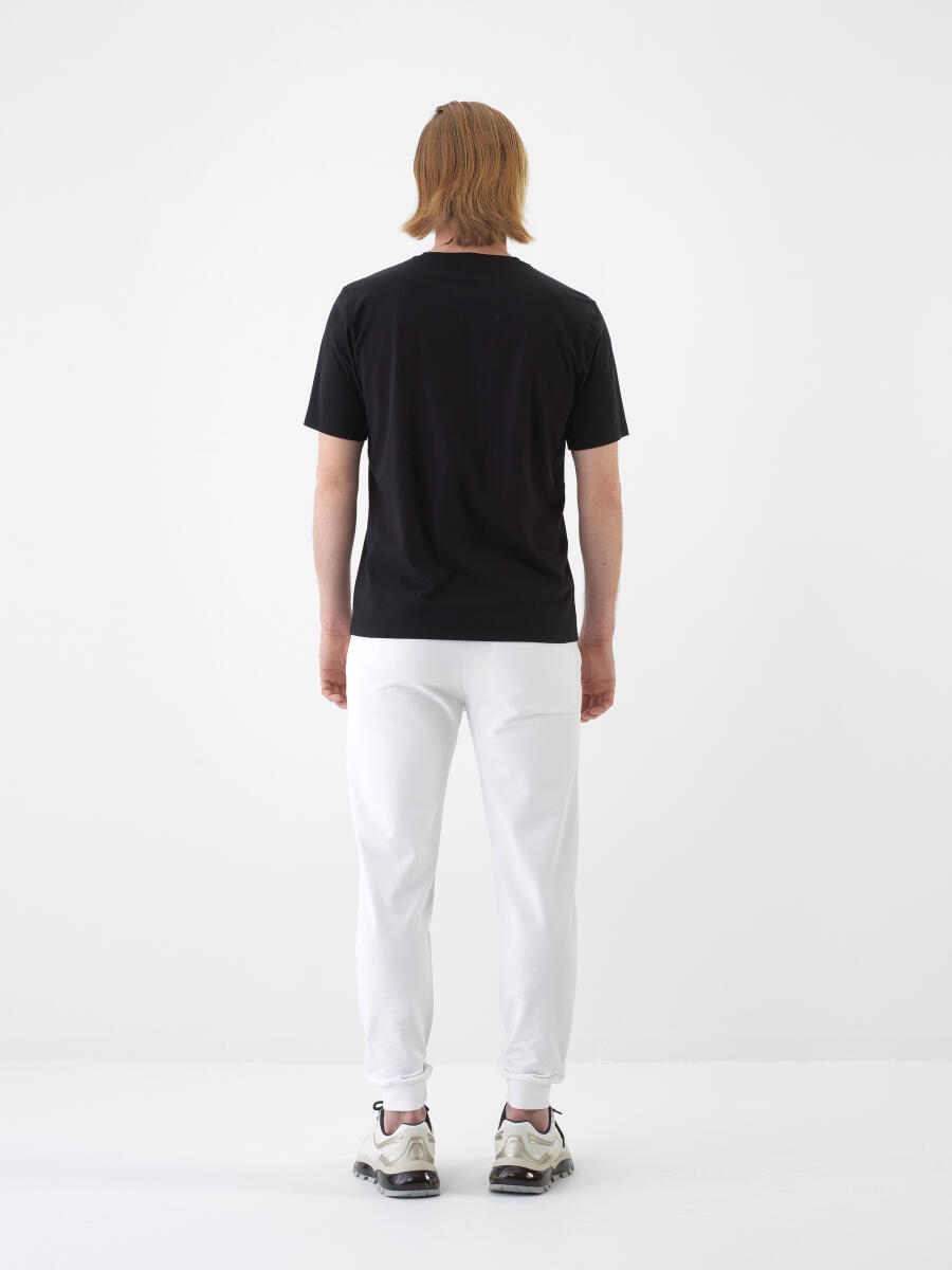 Siyah Pamuk Dokulu Slim Fit Tişört - 5