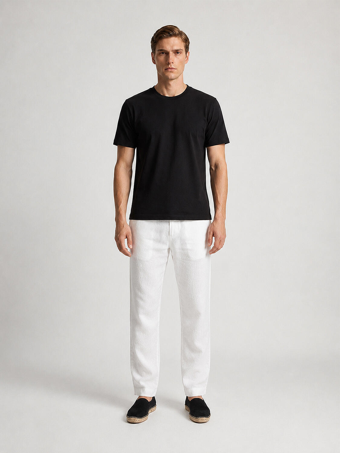 Siyah Pamuk Dokulu Slim Fit Tişört - 2