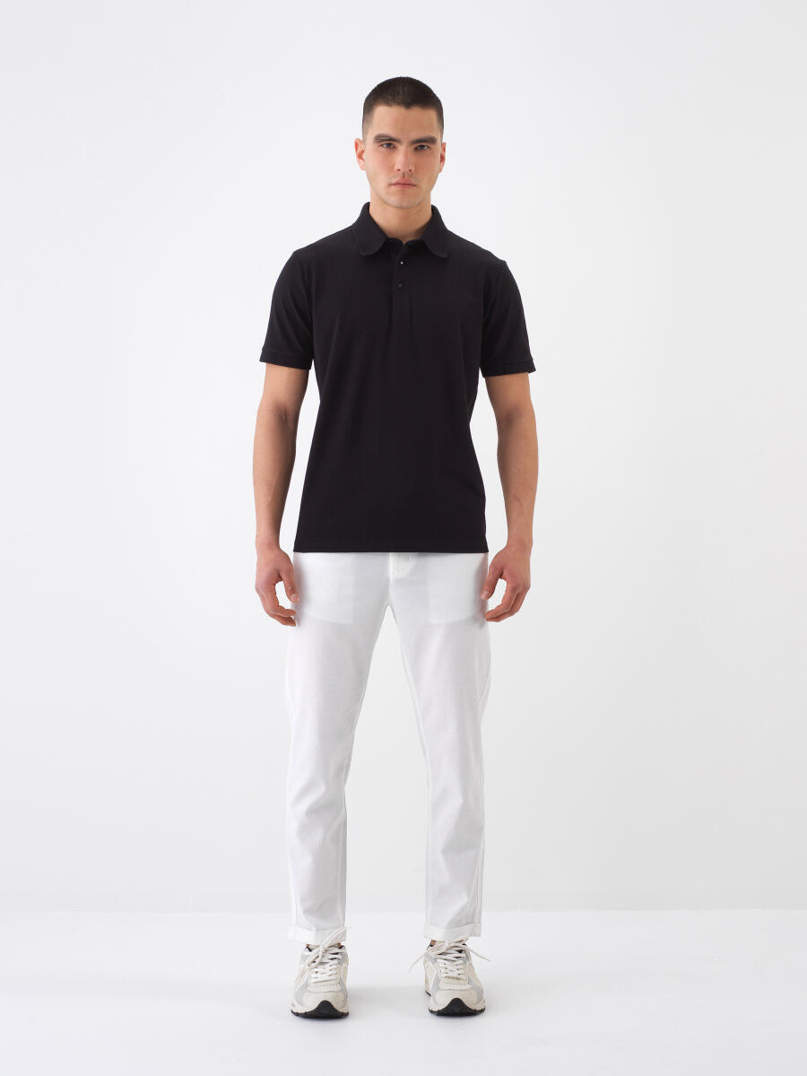 Siyah Pamuk Dokulu Slim Fit Tişört - 2