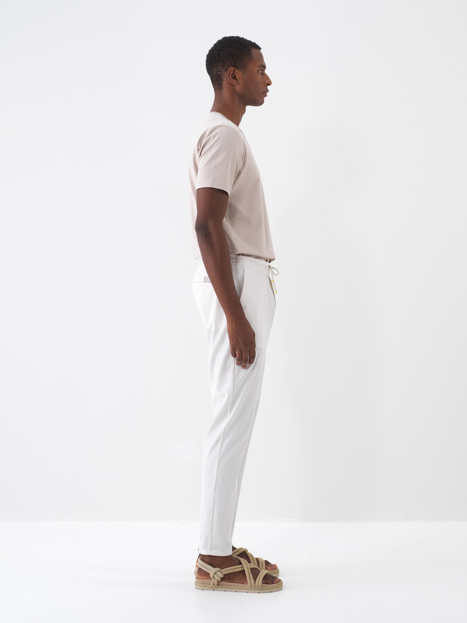 Taş Rengi Pamuk Dokulu Slim Fit Tişört - 3