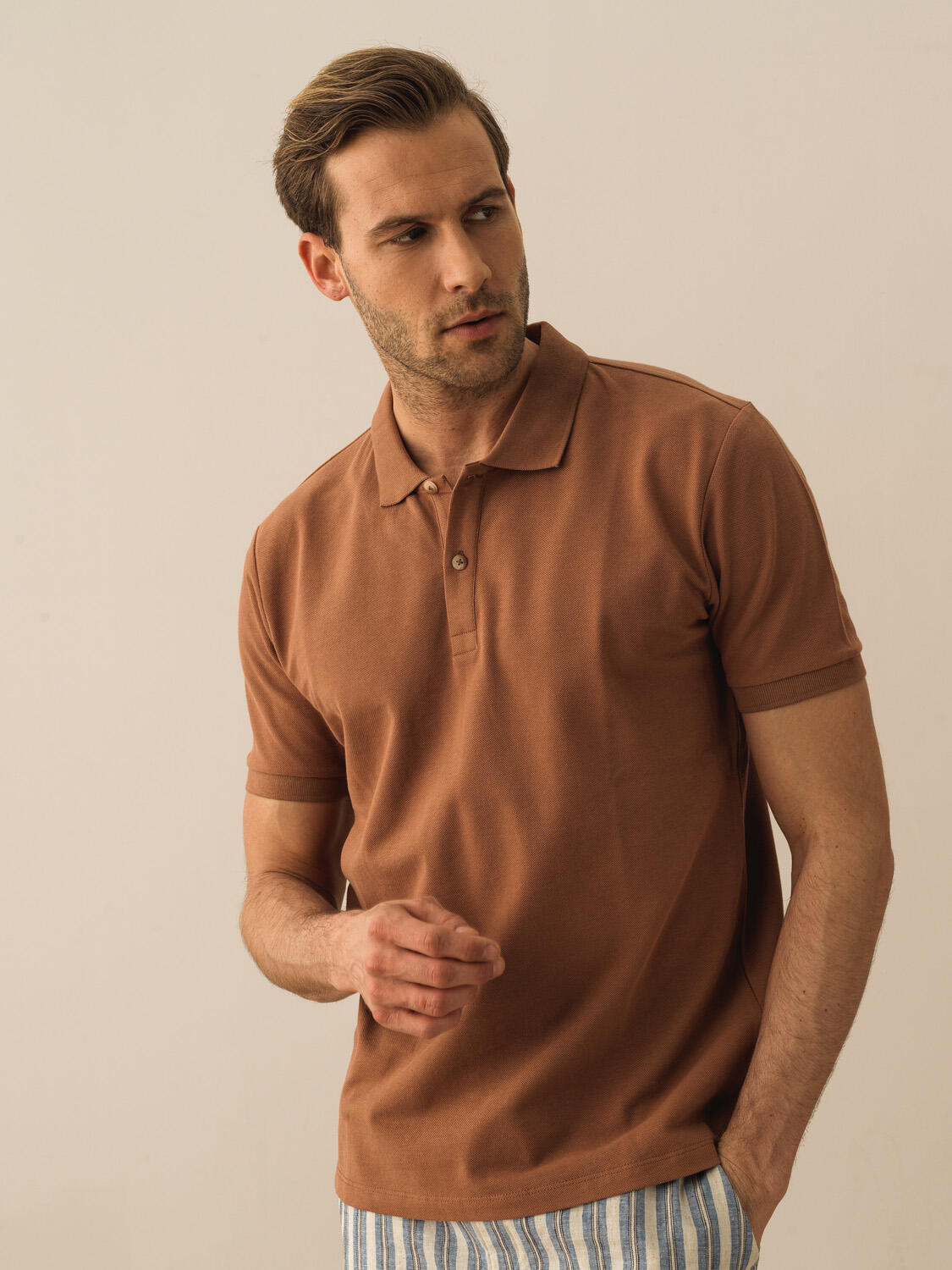 Vizon Pamuk Dokulu Regular Fit Tişört