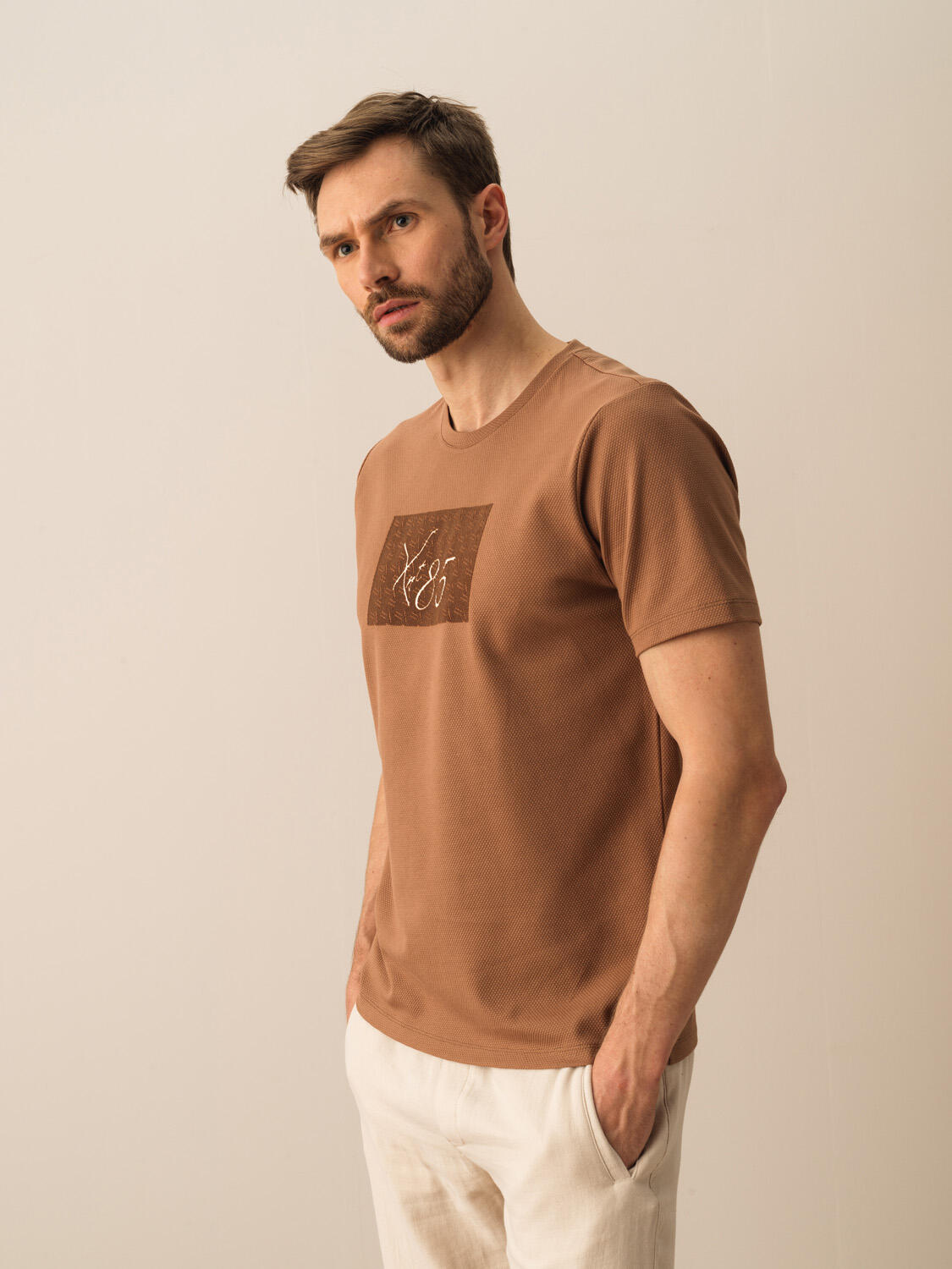 Vizon Pamuk Dokulu Regular Fit Tişört