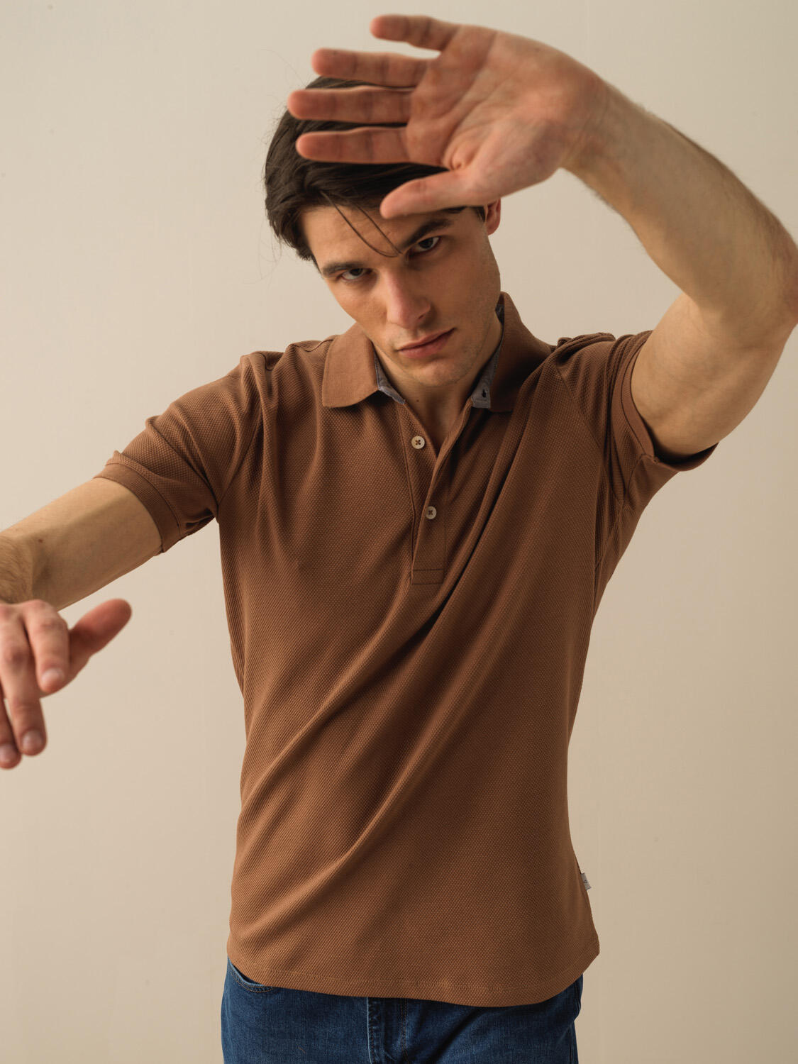 Vizon Pamuk Dokulu Slim Fit Tişört