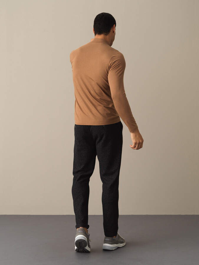 Camel Modal Dokulu Slim Fit Tişört - Xint