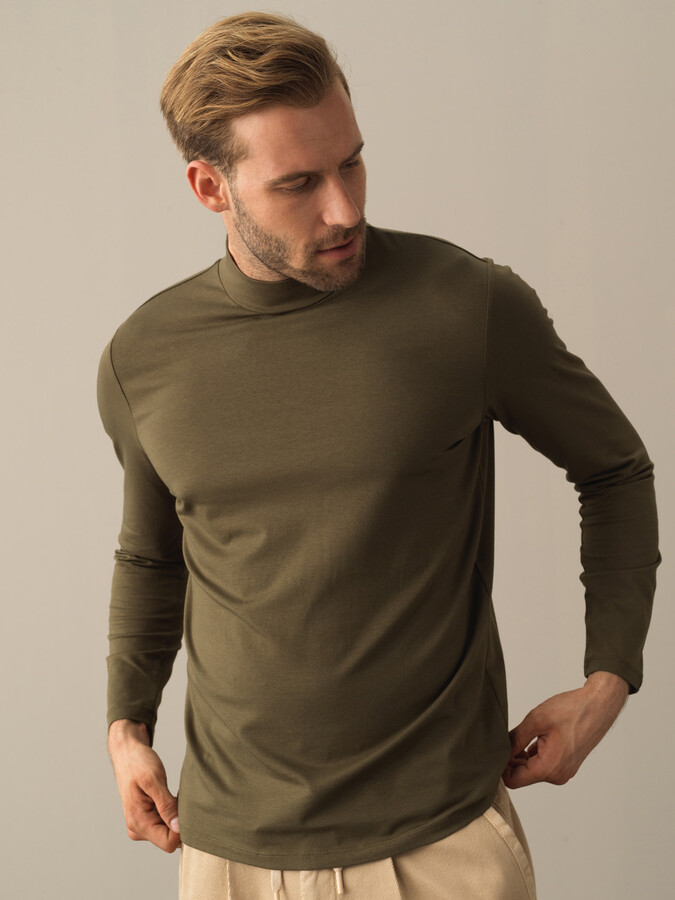 Haki Modal Dokulu Slim Fit Tişört - Xint