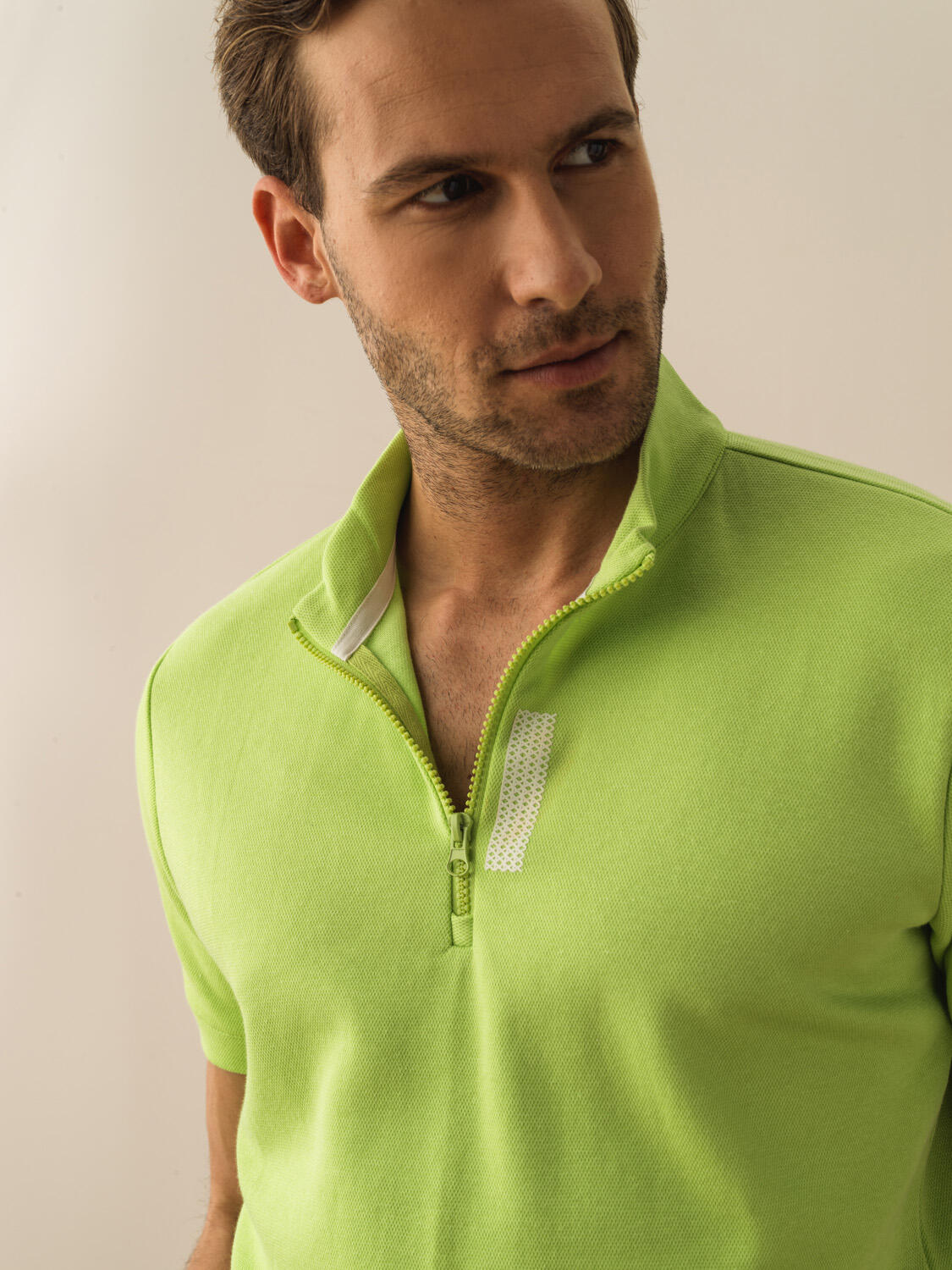 Yeşil Pamuk Dokulu Regular Fit Tişört