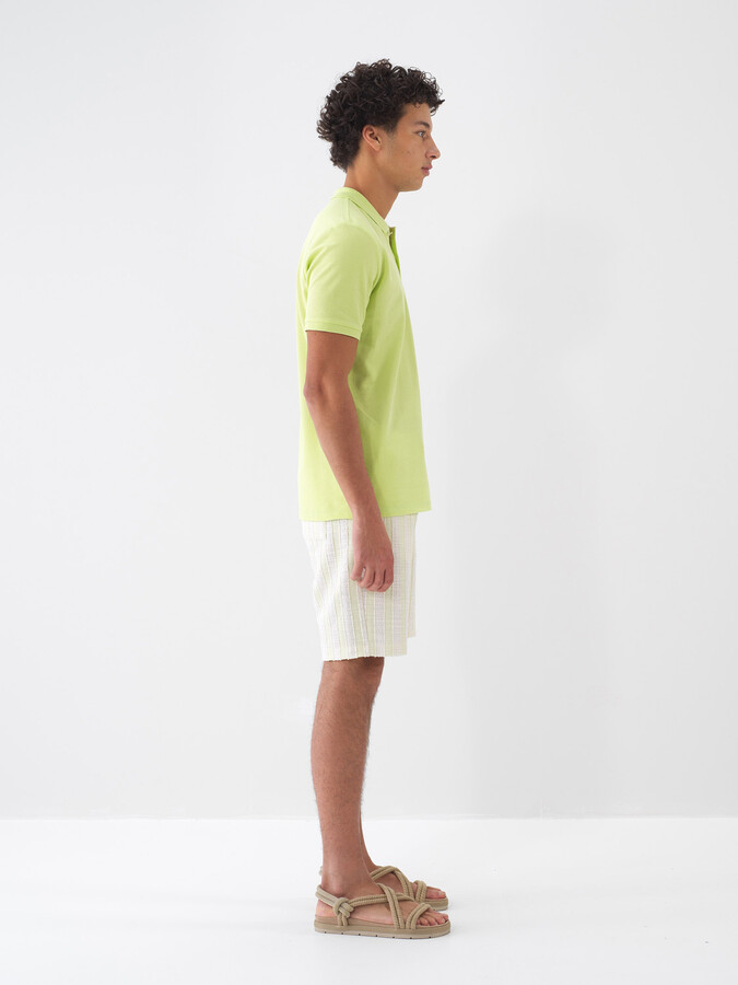 Yeşil Pamuk Dokulu Regular Fit Tişört - 3