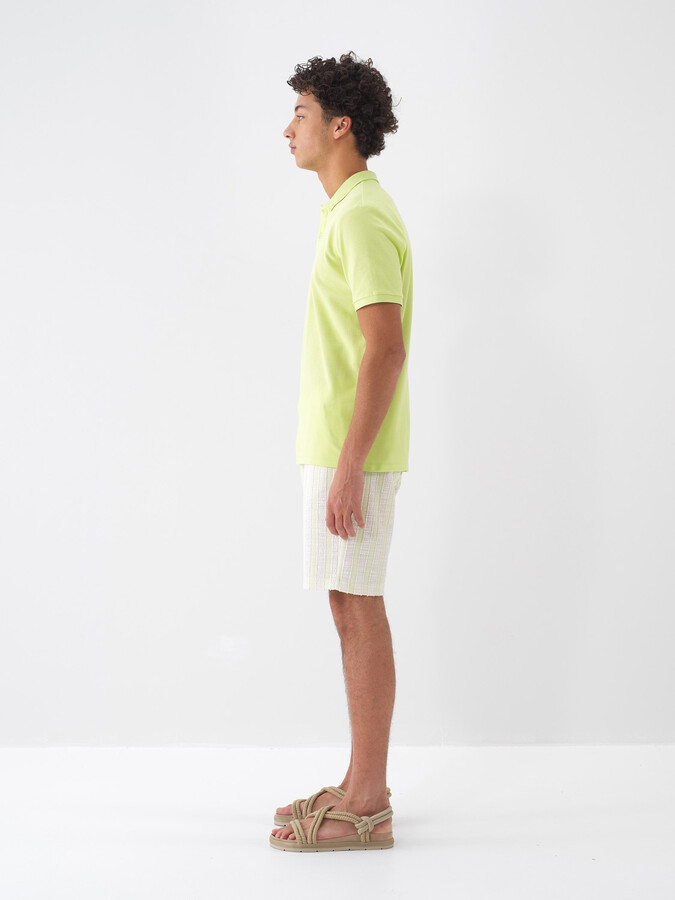 Yeşil Pamuk Dokulu Regular Fit Tişört - 4