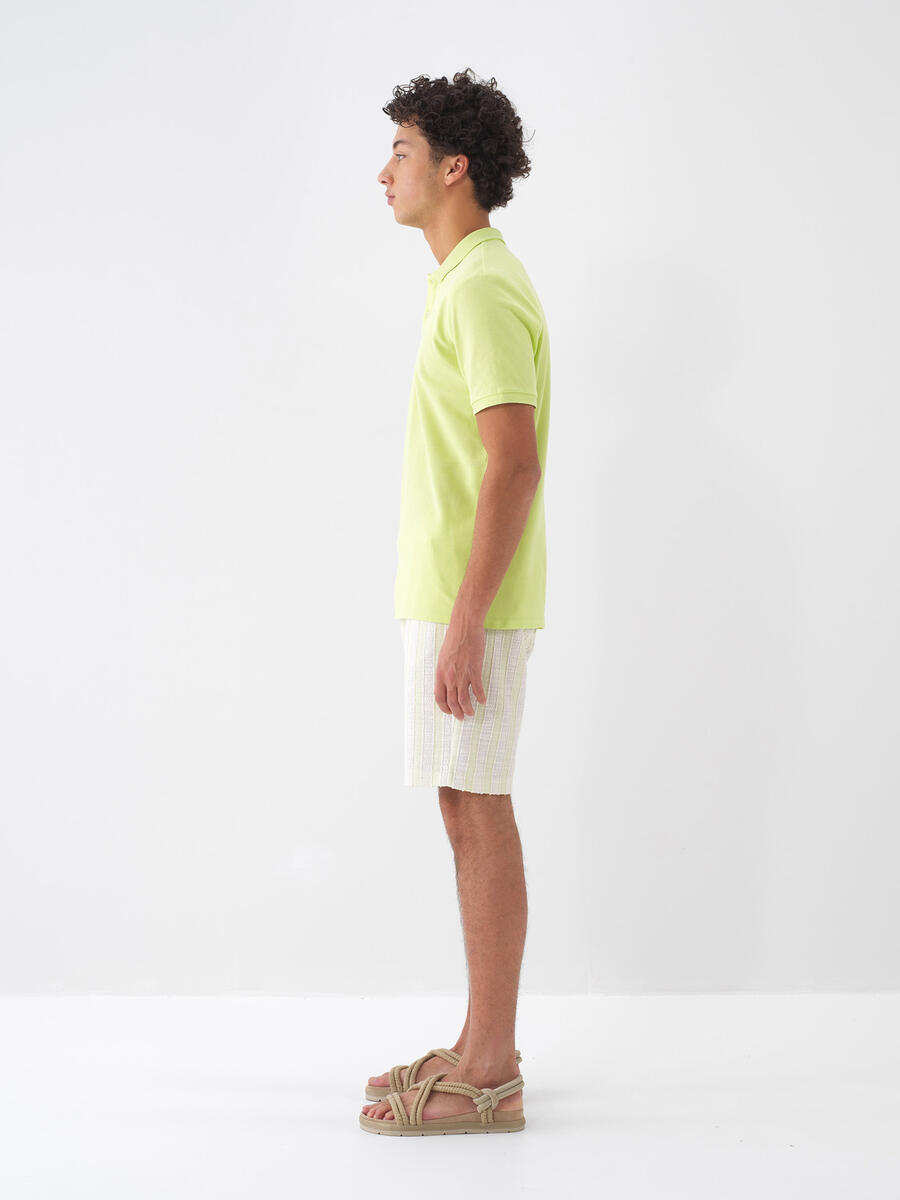 Yeşil Pamuk Dokulu Regular Fit Tişört - 4