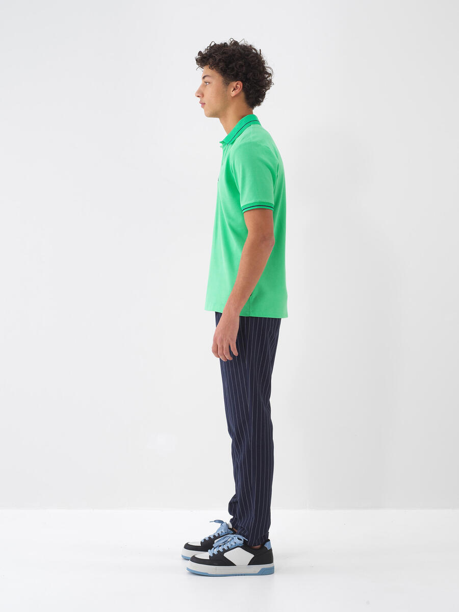 Yeşil Pamuk Dokulu Regular Fit Tişört - 4