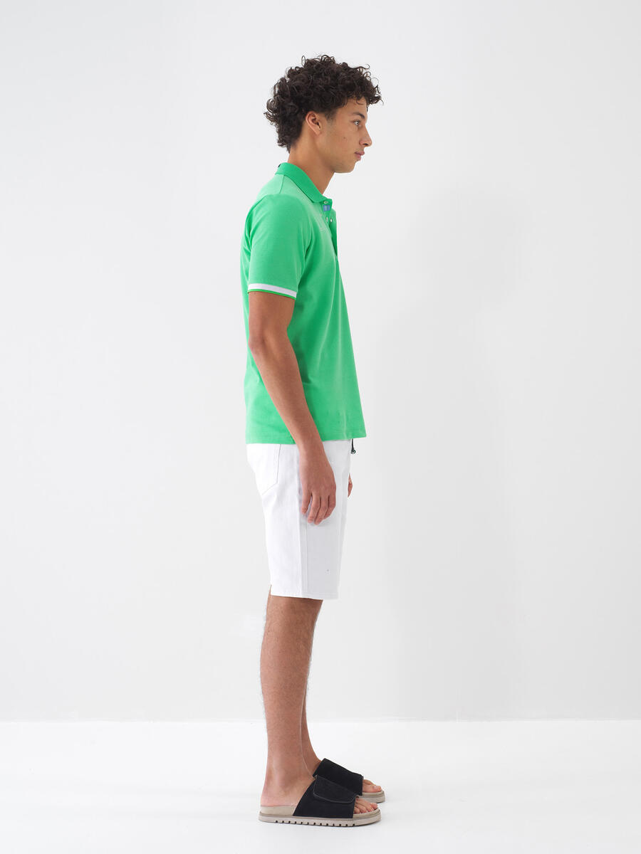 Yeşil Pamuk Dokulu Regular Fit Tişört - 4