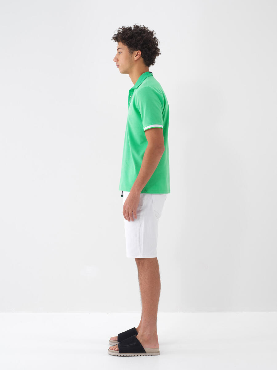 Yeşil Pamuk Dokulu Regular Fit Tişört - 5
