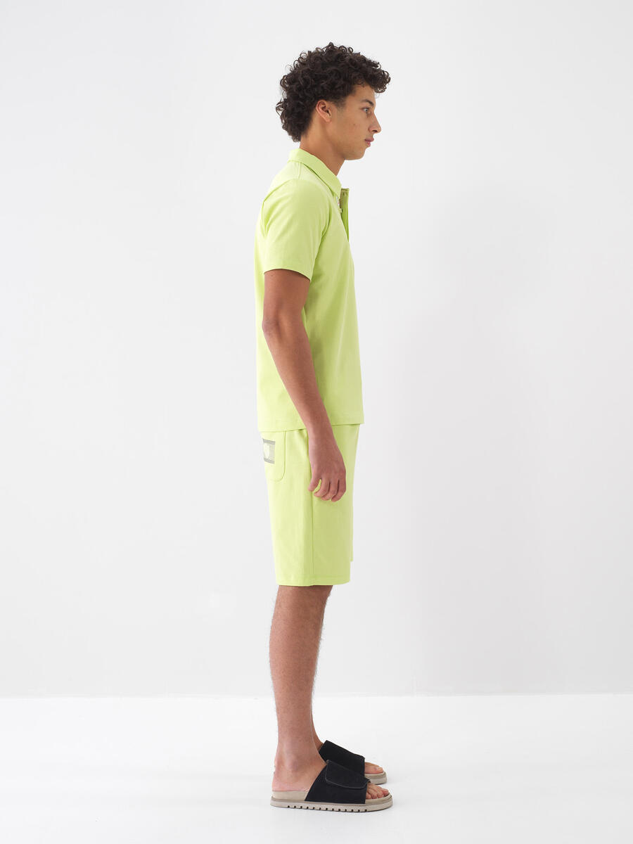 Yeşil Pamuk Dokulu Regular Fit Tişört - 3