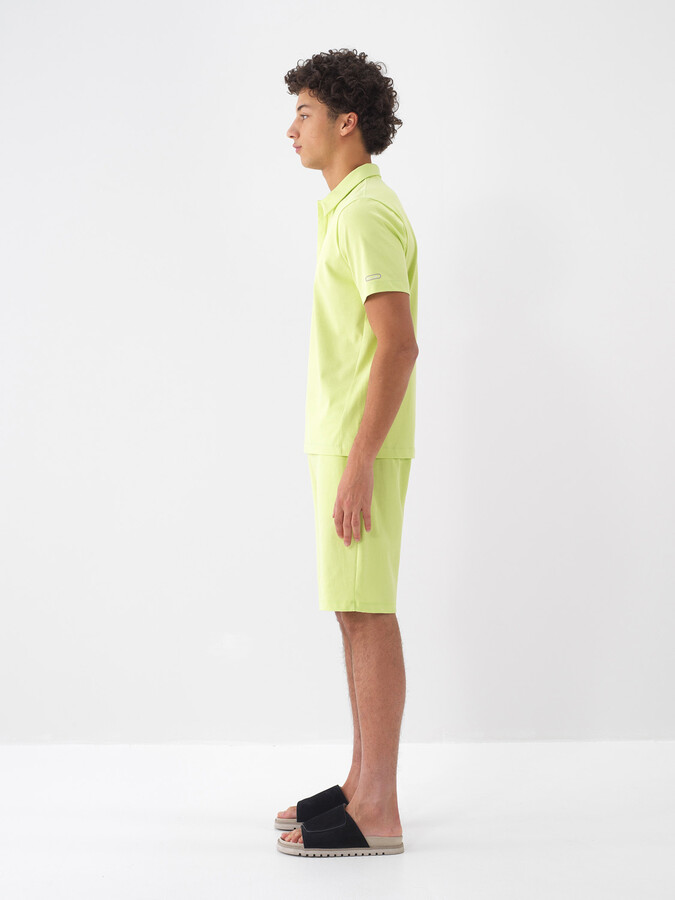 Yeşil Pamuk Dokulu Regular Fit Tişört - 4