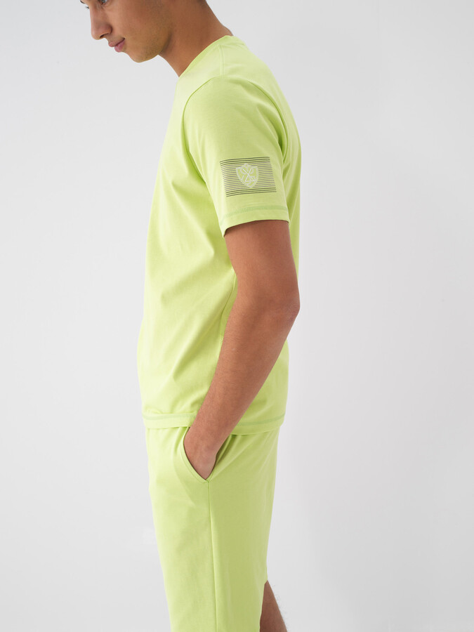 Yeşil Pamuk Dokulu Regular Fit Tişört - 3