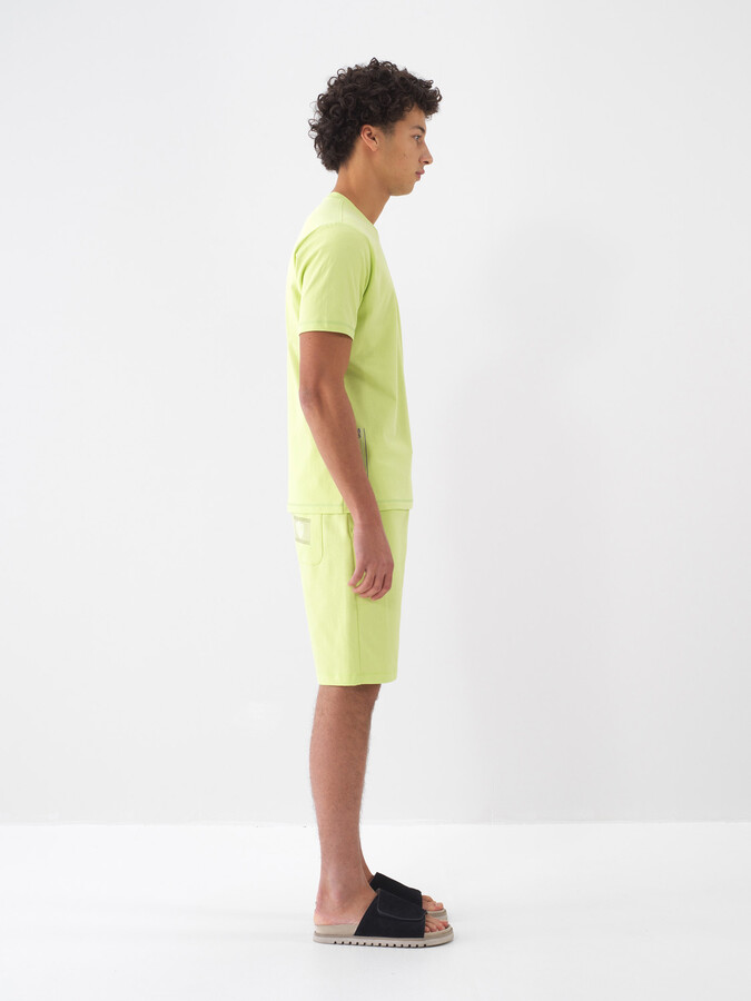 Yeşil Pamuk Dokulu Regular Fit Tişört - 4
