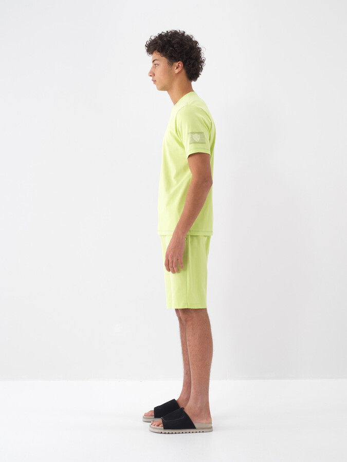 Yeşil Pamuk Dokulu Regular Fit Tişört - 5
