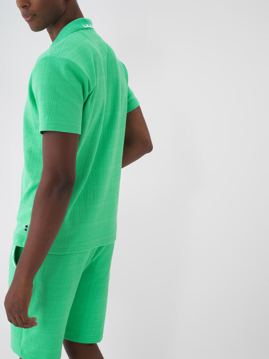 Yeşil Pamuk Dokulu Regular Fit Tişört - 5