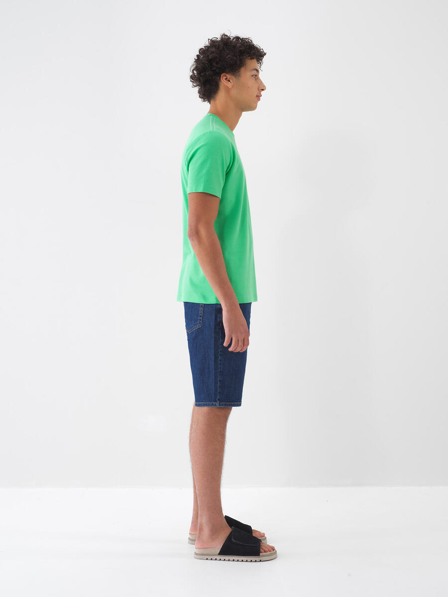 Yeşil Pamuk Dokulu Regular Fit Tişört - 3