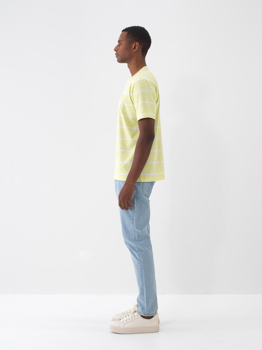 Yeşil Pamuk Dokulu Regular Fit Tişört - 4