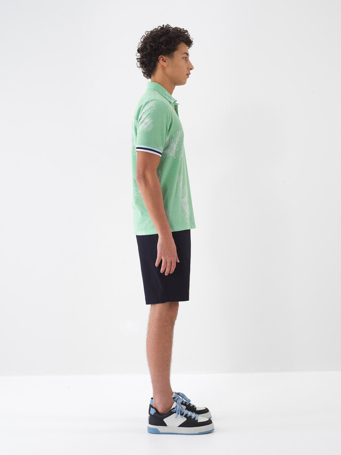 Yeşil Pamuk Dokulu Regular Fit Tişört (3)